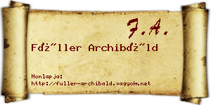 Füller Archibáld névjegykártya